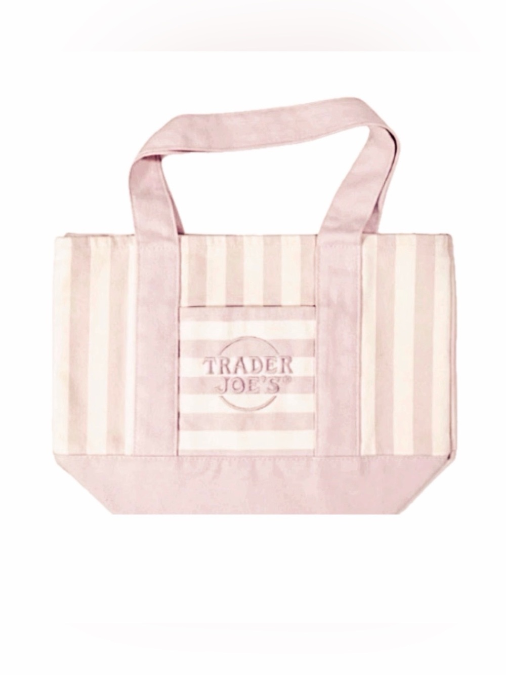 NWT Limited Edition 2026 Trader Joe’s Mini Canvas Pink Striped Tote Bag